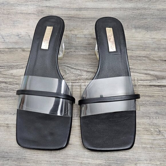 Billini Ukari Transparent Block Heel Black Clear Slide Sandal - Picture 4 of 11